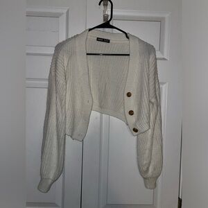 White Crop Cardigan